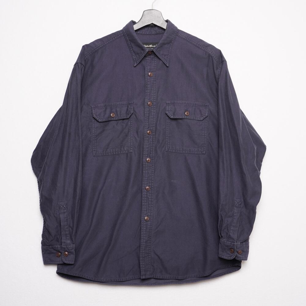 Vintage Eddie‎ Bauer 100% Cotton Utility Shirt Navy Size M Workwear